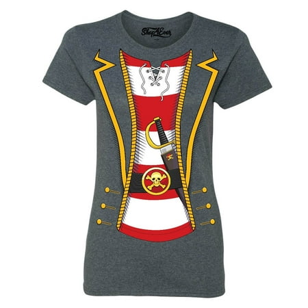Shop4Ever Women's Pirate Buccaneer Stripe Skull Costume Graphic T-Shirt