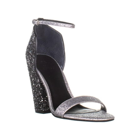 Guess Ladies Strap - Womens Guess Bambam Glitter Ankle Strap Sandals, Silver Multi Texture, 5 US