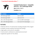 thumbnail image 2 of Camshaft Position Sensor - Compatible with 2012 - 2013 Volkswagen Beetle, 2 of 2