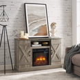 thumbnail image 3 of Farmhouse Classic Media TV Stand Antique Entertainment Console with 18" Electric Fireplace Insert for TV up to 50" with Open and Closed Storage Space, Gray Wash 47"W*15.5"D*30.75"H 00002, 3 of 9