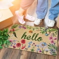 thumbnail image 2 of Hello Floral Decor Door Mat Spring Summer Welcome Mats Outdoor Colorful Flowers Doormat Non Slip Rubber Flowers Decorative Front Door Mats Indoor Rug 17" x 30", 2 of 6