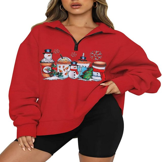 Sweat-shirt à Manches Longues avec Zip pour Femme