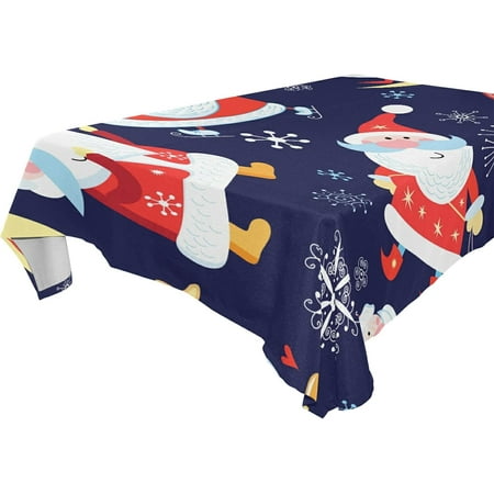SKYSONIC Santa Claus Tablecloth Waterproof Washable Polyester Square Table Cover Durable Tablecloth for Kitchen Dining Table Party Decor (54 X 54 Inch)