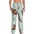 thumbnail image 2 of Men's pajama pants with cute sea otter and fish pattern， soft home pajama pants， casual and comfortable loose fit pajama pants， elastic waistband， the ideal gift, 2 of 10