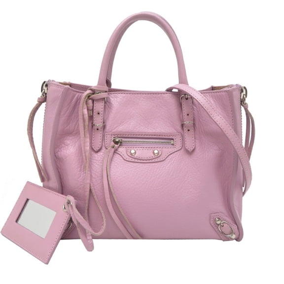 Pre-Owned Balenciaga Paper Mini Women's Handbag 357333 Leather Pink Purple (Fair)