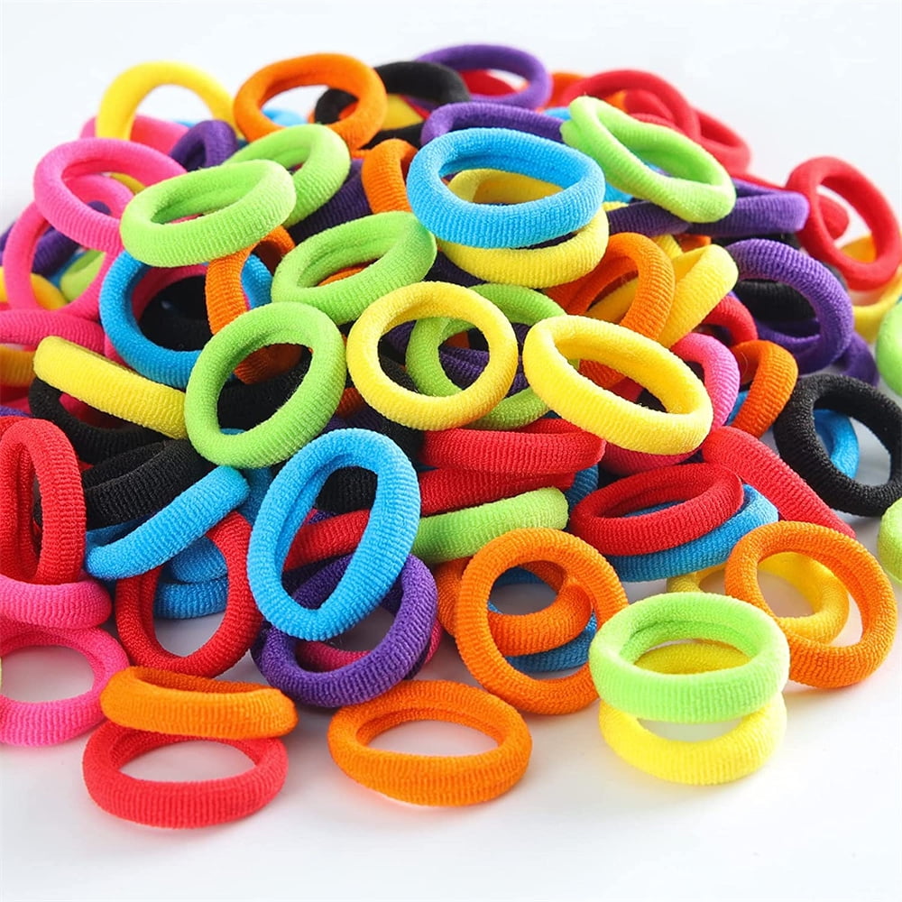 Casewin Baby Kids Girls Small Size Hair Ties No Damage Ouchless Hair Elastics No Crease Ponytail Holders Tiny Soft Elastic Rubber Bands ,Multicolor 100 PCS