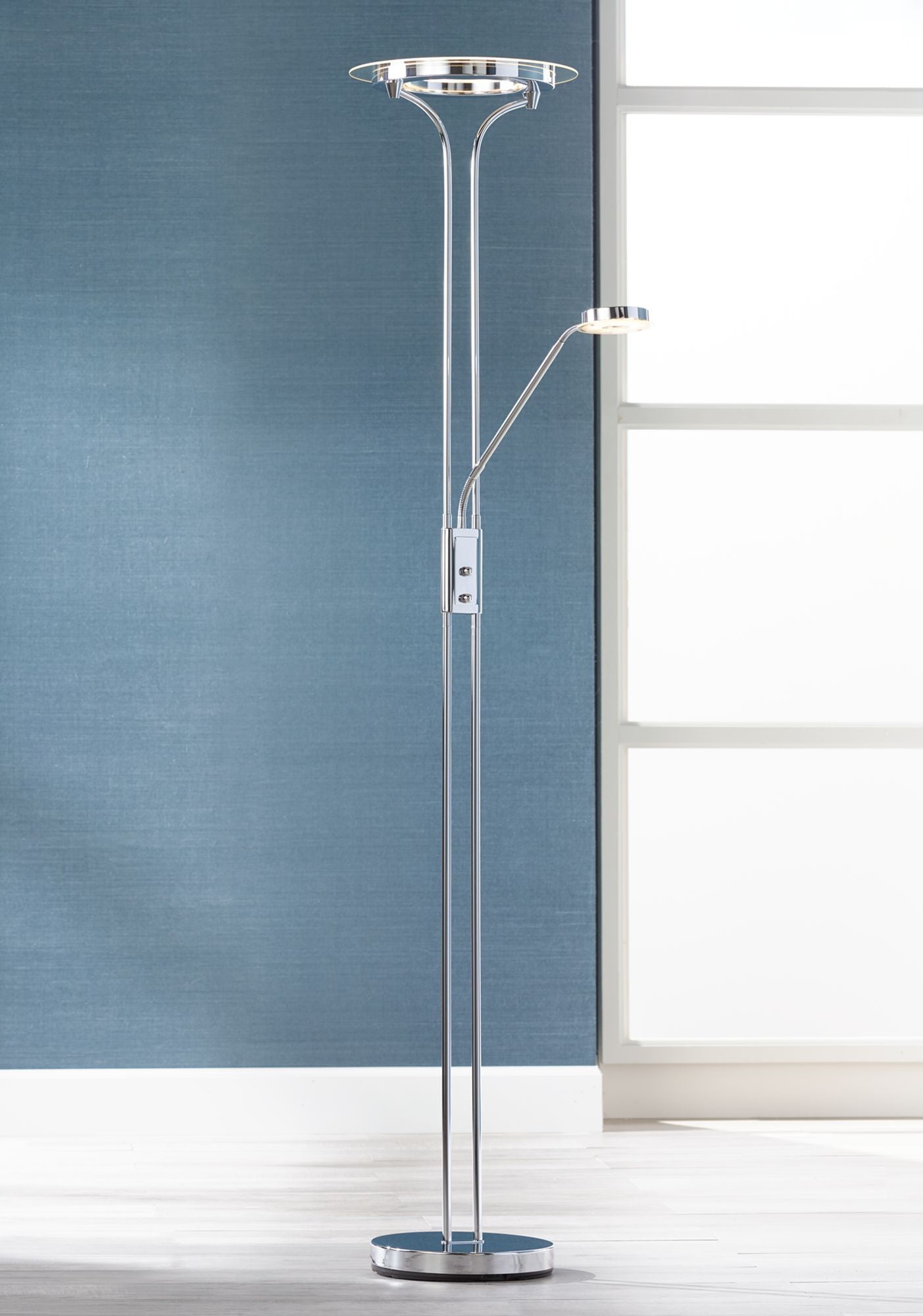 360 Lighting Modern Torchiere Floor Lamp With Reading Light Led Modern Torchiere Floor Lamp
