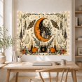 thumbnail image 3 of Floral Garden Textured with Crescent Moon Human Face, Nostalgic Vintage for Botanical Art Lovers, Botanical Wall Decor, Halloween Gift, Tapestry Wall Hanging for Bedroom and Dorm, 3 of 5