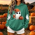 thumbnail image 2 of gbyLJF Womens Halloween Cute Ghost Hoodies Funny Pumpkin Graphic Sweatshirts Loose Fleece Pullover Festival Sweater with Pocket, 2 of 6