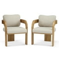 thumbnail image 3 of Christopher Knight Home Upholstered Dining Chairs with Curved Backrest, Natural + Beige, Set of 2, 3 of 11