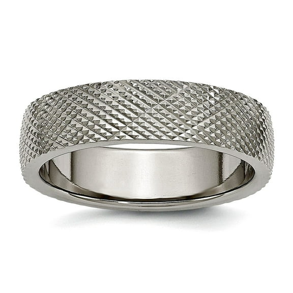 Titanium Polished 6mm Textured Band Ring Size 11 Ring for Women and Men
