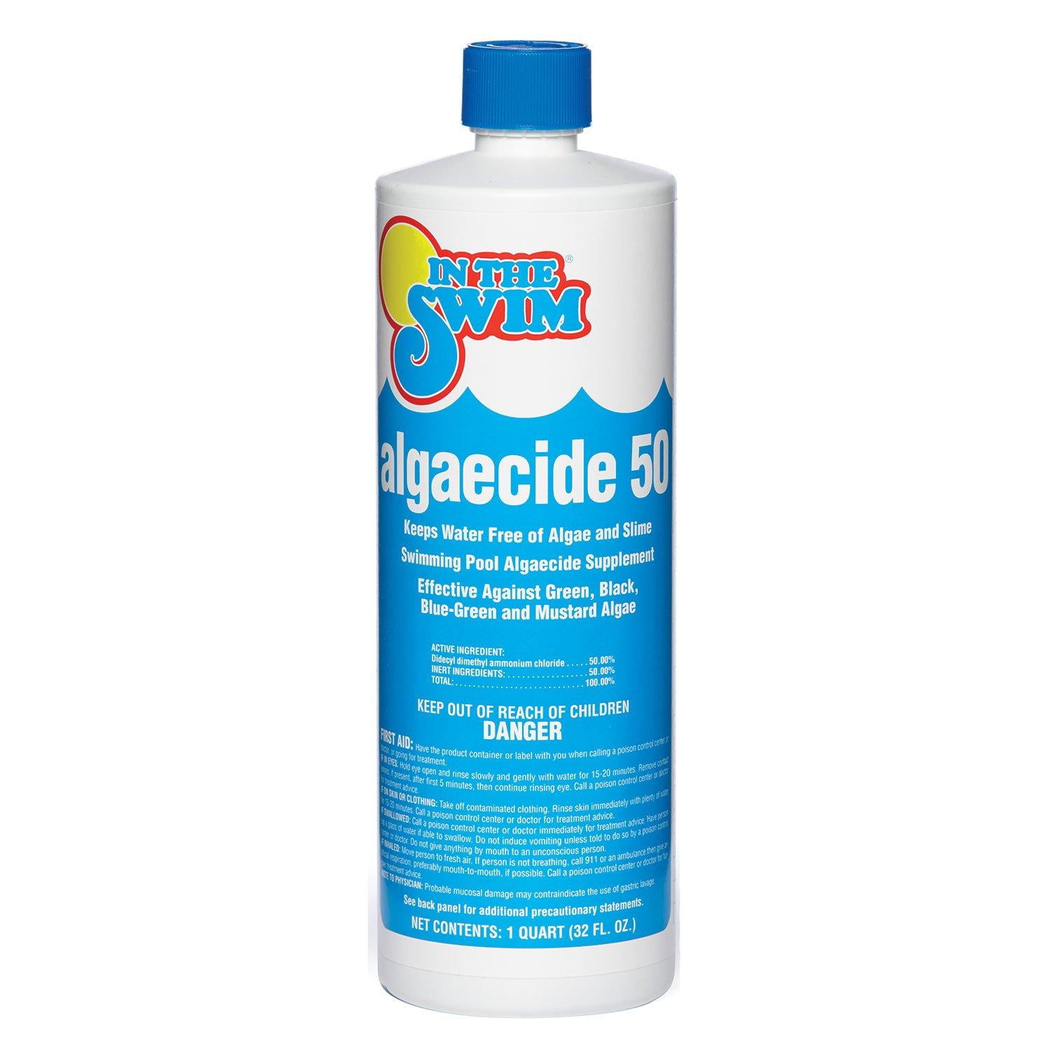 In The Swim Algaecide 50 For Swimming Pools - Green, Black, and Yellow Algae Treatment for Above Ground or Inground Swimming Pools - 1 Quart F045001012AE