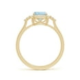 thumbnail image 2 of ANGARA Natural Cushion 1.2 ct Aquamarine Halo Ring with Trio Diamonds in 14K Yellow Gold for Women (Size-8x6mm) | March Birthstone, Anniversary, Jewelry Gift for Women | Natural Aquamarine Ring, 2 of 9