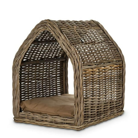 

25 in. Dog House with Cushion Natural