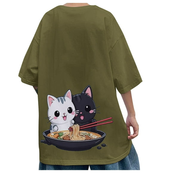 PMUYBHF Flannel Shirt for Men Purple Women and Men Summer T Shirt Mens Short Sleeved Shirt Plain Loose Cat Logo Interesting Shirt Cute Big Round Neck Cute Comfortable Fashion Men's T-Shirts Graphic