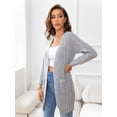 thumbnail image 3 of CALIPESSA Drop Shoulder Cable Knit Pocket Patched Casual Long Sleeve Grey Cardigan For Womens, 3 of 5