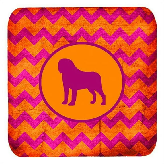 Saint Bernard Chevron Pink And Orange Foam Coasters, Set Of 4