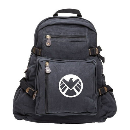 Marvel Agents of Shield Logo Durable Canvas Military Backpack School Book