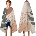 thumbnail image 3 of Brown Boho Plant Pattern Hooded Bath Towel，60"x35" for Ages 3 To 12 Kids, Quick Dry Lightweight Soft Microfiber Hood Beach Towel Cover Up for Kids, 3 of 7