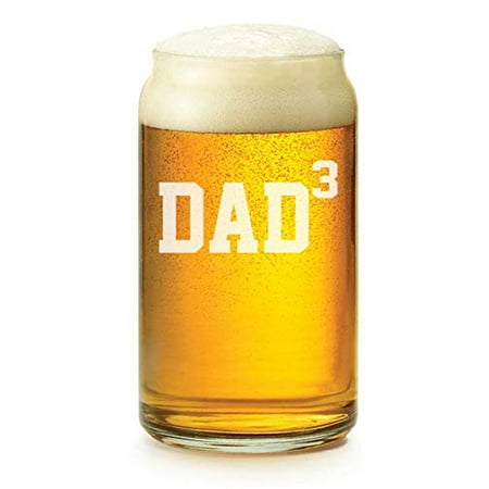 Dad Glass Cube - 16 oz Beer Can Glass DAD x3 Cubed Father of 3