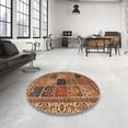 thumbnail image 4 of Ahgly Company Machine Washable Indoor Round Abstract Saffron Red Area Rugs, 5' Round, 4 of 7