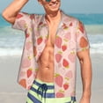 thumbnail image 5 of Lsque Strawberry pattern Hawaiian Shirt for Men, Unisex Summer Beach Casual Short Sleeve Button Down Shirts-3X-Large, 5 of 9