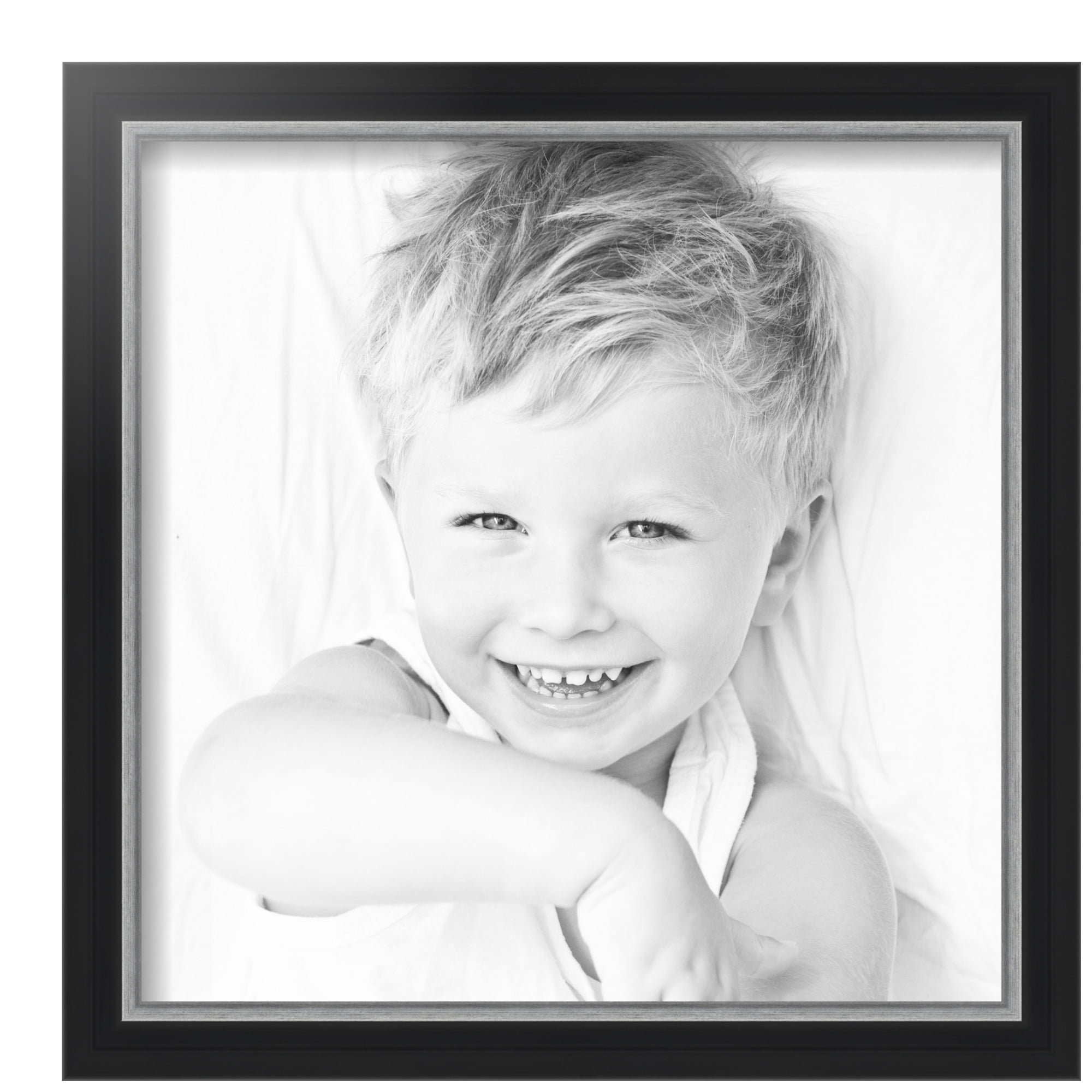 ArtToFrames 14" x 14" Black Velvet with Silver - 1.25 Picture Frame, 14x14 inch Black MDF Poster Frame (WOM-4691), 3 Pack