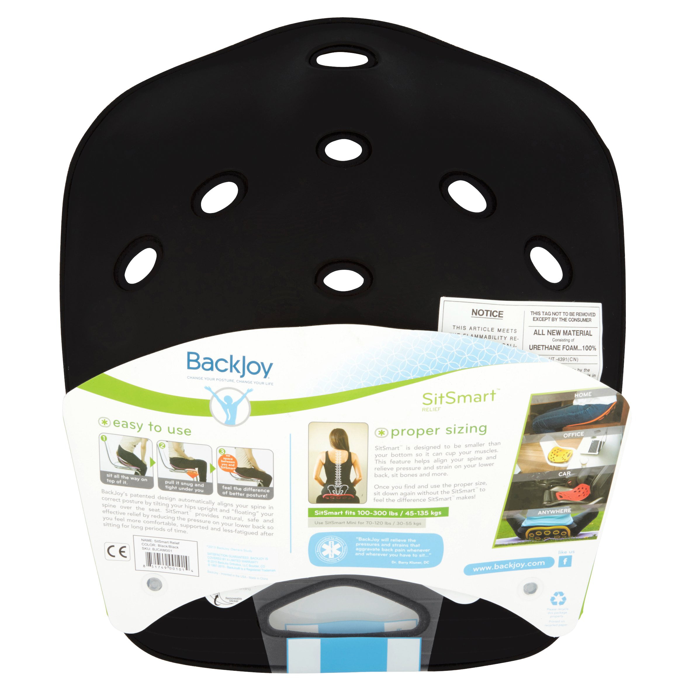 BackJoy SitSmart Core Traction Posture Seat Designed for Lower Back Pain  Relief 1 ct