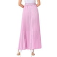 thumbnail image 3 of INSPIRE CHIC Elastic High Waist Flowy Pleated Skirt for Women's with Belt Swing A-line Work Maxi Skirt S Rose Pink, 3 of 6