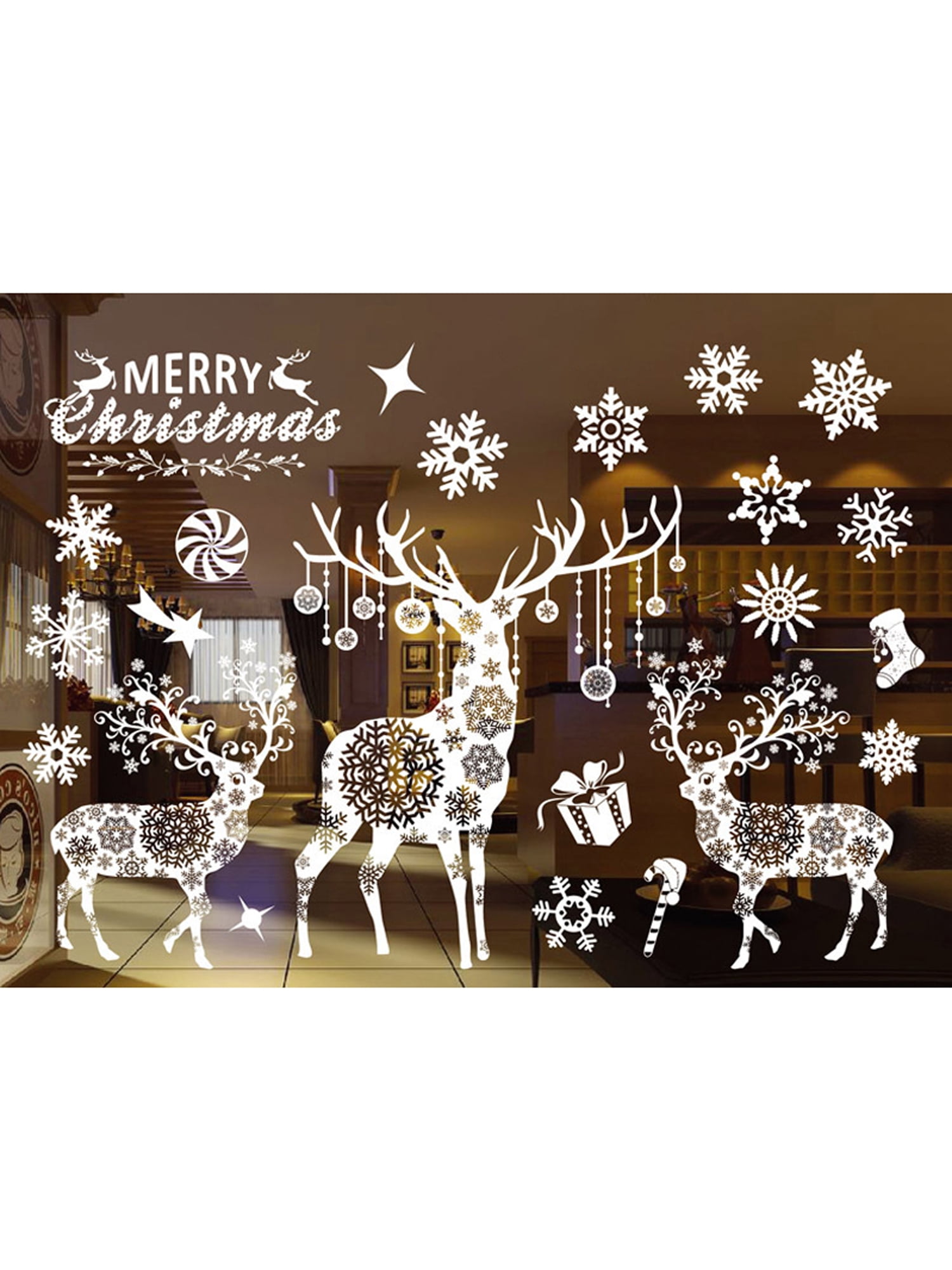 Christmas Santa Removable Window Stickers Decal Wall Reindeer Home Arts Decor 