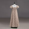thumbnail image 7 of Women's Regency Dresses Puff Sleeve Square Neck Color Block Printed Flowy Smocked Maxi Dress, 7 of 7
