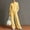 Yellow, variant on Women's Solid Crew Neck Button up Cardigan Sweatshirt & Wide Leg Pants Set, Casual Loose Two Piece Outfit Tracksuit for Daily Street Wear Yellow