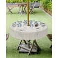 thumbnail image 4 of Fsddascl Blue Botanical Outdoor Tablecloth - 60 Inch Round Dining Table Cover, Pastoral Spring Floral Summer Birds Rustic Waterproof Outdoor Table Cloth with Umbrella Hole & Zipper for Picnic/Patio, 4 of 7