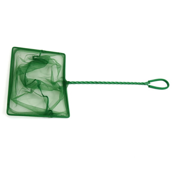 Unique Bargains 8" Width Green Plastic Coated Handle Fish Shrimp Skimming Net for Betta Aquarium