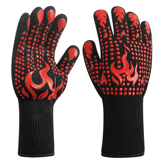 Anti-Slip Heat- Barbecue Oven Gloves Fireproof Kitchen Cooking Gloves Suitable for High Temperatures Up to 80,2 x heat-resistant gloves,As Shown
