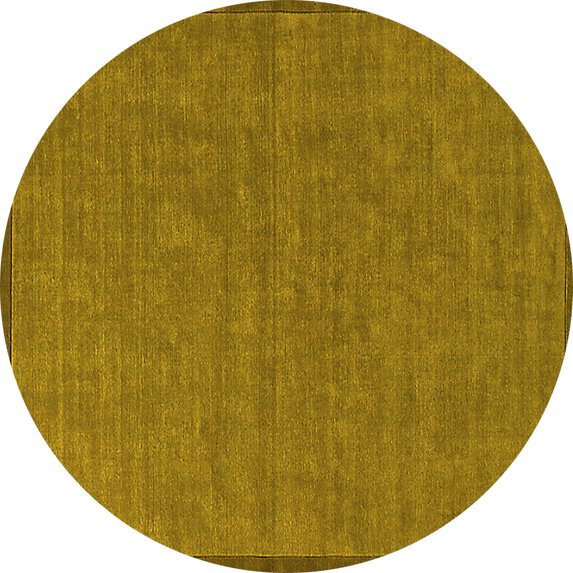 Ahgly Company Indoor Round Solid Yellow Modern Area Rugs, 8' Round