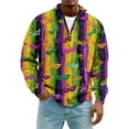thumbnail image 2 of LNZGNM Mens Mardi Gras Shirts 1/4 Zip Up Big and Tall Printed Sweatshirts Stand-Up Collar Long Sleeve Top Casual Carnival Outerwear,Orange 2XL, 2 of 7