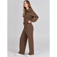 thumbnail image 3 of Women 2 Piece Outfits Sweatsuit Set 2023 Fall Oversized Half Zip Sweatshirt Wide Leg Sweatpant Lounge Set Tracksuit, 3 of 6