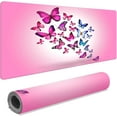thumbnail image 2 of Extended Gaming Mouse Pad Large Mouse Pads Computer Keyboard Mouse Mat Rubber Base Stitched Edges Desk Pad Decor 35.4''''x15.7''''(Pink Butterflies), 2 of 6