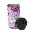 thumbnail image 2 of Picia Dragon Fruit Pattern 500ml Carry Insulated Coffee Mug, Stainless Steel Travel Mug with Hidden Handle, Leak-Proof for Car, Office, Home, and Outdoor Use, 2 of 8