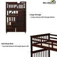thumbnail image 4 of Bellemave Twin Over Twin Stairway Bunk Bed 2 Twin Bunk Bed with Storage Stairs Convertible 2 in 1 Bunk Bed Frame with Shelves and Guardrail, Espresso Brown, 4 of 10