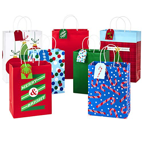 Hallmark Christmas Assorted Gift Bag Bundle with MixnMatch Gift Tags
