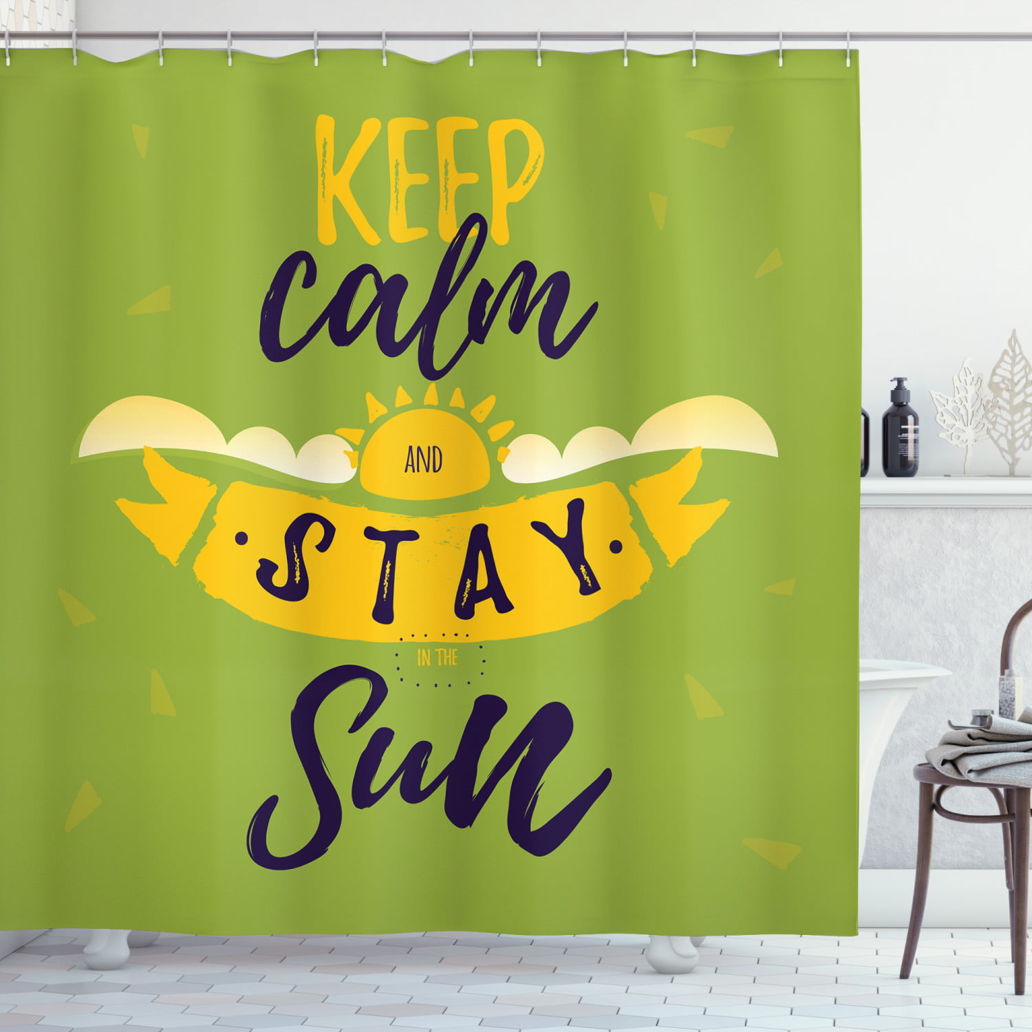 Keep Calm Shower Curtain Fabric Bathroom Decor Set with Hooks 4 Sizes Available 