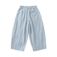thumbnail image 6 of VBEWZET Kids Wide Leg Casual Pants, Elastic Waist Loose Fit Trousers with Pockets, Lightweight Air-Condition Pants for Boys & Girls Blue 11-12 Years, 6 of 6