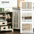 thumbnail image 5 of HOMCOM Sideboard Buffet Cabinet, Glass Door Kitchen Cabinet, Coffee Bar Cabinet with Storage Drawers & Adjustable Shelves for Living Room, White Oak, 5 of 9