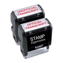 StampExpression - Official and Unoficial Transcript (Set of 2) Office Self Inking Rubber Stamp - Red Ink (A-5965)
