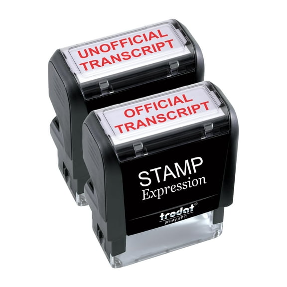 StampExpression - Official and Unoficial Transcript (Set of 2) Office Self Inking Rubber Stamp - Red Ink (A-5965)