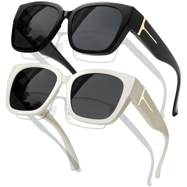 Gafas de Sol Polarizadas KANASTAL UV400 Negras para Usar Sobre Anteojos