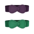 thumbnail image 1 of Cinturón de hebilla de Cuero de Imitación en forma de 8 con Enclavamiento elástico para Mujer verde y Morado 68.6cm/27', 1 of 7