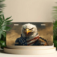 thumbnail image 6 of 1 Pcs License Plate Covers & Frames, Bald Eagle with Patriotic Flair: Wrapped in the American Flag For Decorative Front, Aluminum License Plate Covers & Frames Cover For Men Women, 12" X 6", 6 of 7